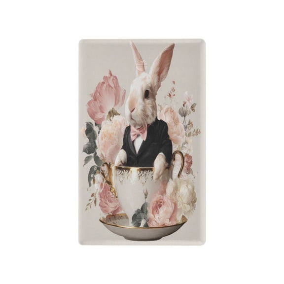 Light Switch Cover Switch Plate Outlet Cover Plug Cover for Electrical Unused Outlet Cover Elegant Bunny Sitting Teacup