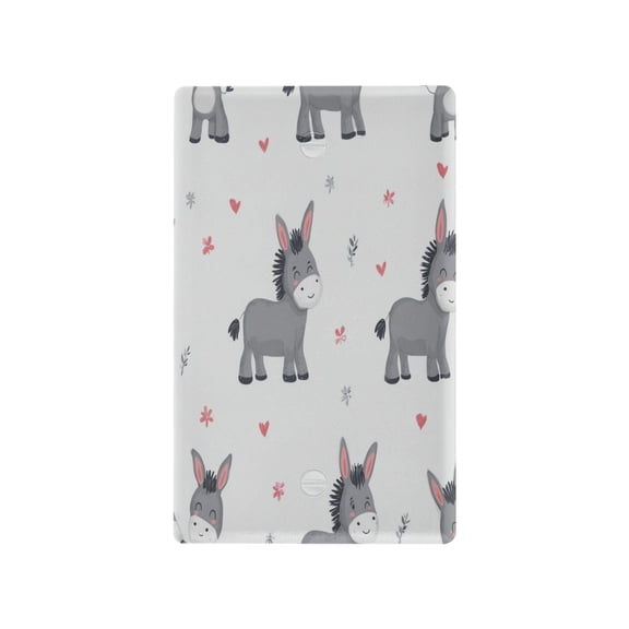 Light Switch Cover Switch Plate Outlet Cover Plug Cover for Electrical Unused Outlet Cover Grey Cute Donkeys Pattern