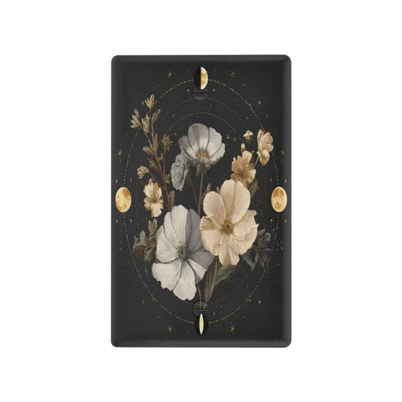 Light Switch Cover Switch Plate Outlet Cover Plug Cover for Electrical Unused Outlet Cover Moon Phases with Flowers and Stars