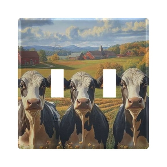 Light Switch Cover Three Cows Stood in Front Of The Open Window Plates Faceplate Decorative Switch Plate for Bedroom Home Decor