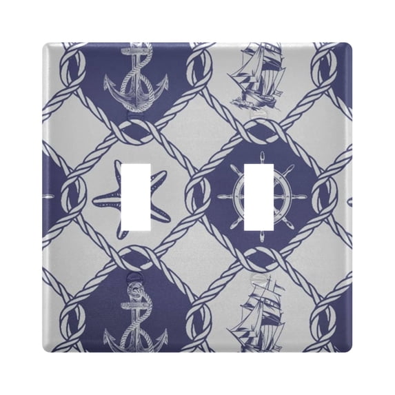 Light Switch Cover Vintage Nautical Sailboat Anchor Plates Faceplate Decorative Switch Plate for Bedroom Home Decor