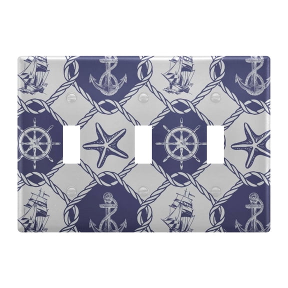 Light Switch Cover Vintage Nautical Sailboat Anchor Plates Faceplate Decorative Switch Plate for Bedroom Home Decor