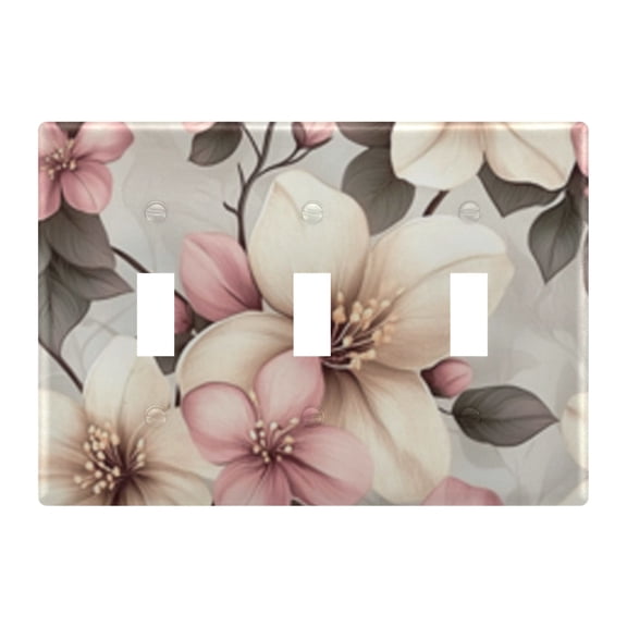 Light Switch Cover Vintage Style Beige Flowers Plates Faceplate Decorative Switch Plate for Bedroom Home Decor