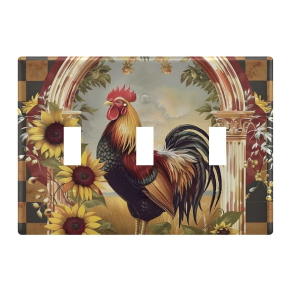 Light Switch Cover Vintage Sunflower Rooster Plates Faceplate Decorative Switch Plate for Bedroom Home Decor