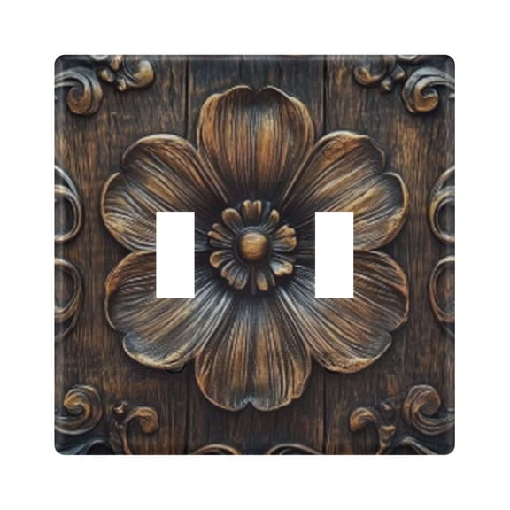 Light Switch Cover Vintage Wooden Floral Plates Faceplate Decorative Switch Plate for Bedroom Home Decor
