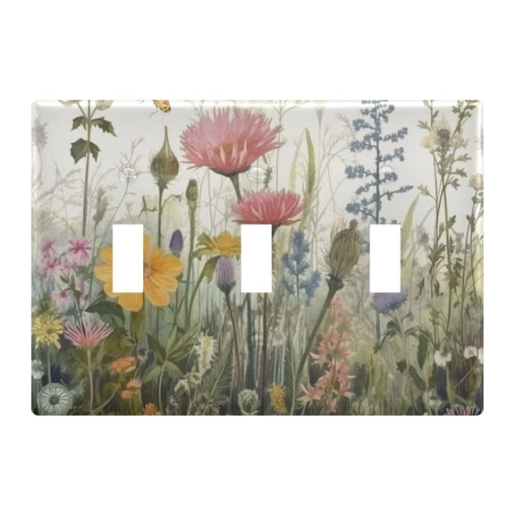 Light Switch Cover Watercolor Herbal Wildflower Plates Faceplate Decorative Switch Plate for Bedroom Home Decor
