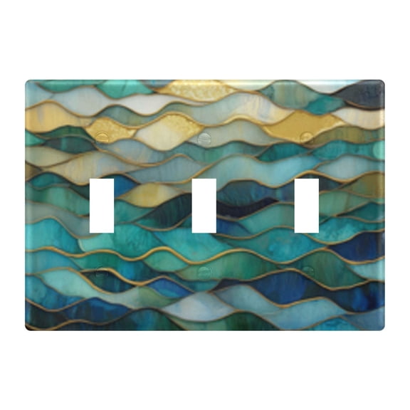Light Switch Cover Wavy Ocean Design Plates Faceplate Decorative Switch Plate for Bedroom Home Decor