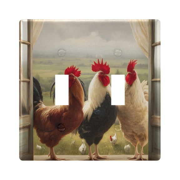 Light Switch Cover Window Rooster Plates Faceplate Decorative Switch Plate for Bedroom Home Decor