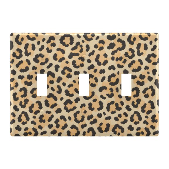 Light Switch Cover Yellow Background Black Leopard Print Plates Faceplate Decorative Switch Plate for Bedroom Home Decor
