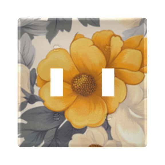 Light Switch Cover Yellow White Flower Grey Leaf Plates Faceplate Decorative Switch Plate for Bedroom Home Decor