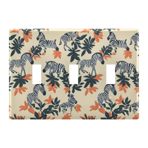 Light Switch Cover Zebra and Green Leaves Plates Faceplate Decorative Switch Plate for Bedroom Home Decor