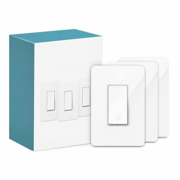 Light Switch HS200P3, Single Pole, Needs Neutral Wire, 2.4GHz Wi-Fi Light Switch Compatible with Alexa and Google Home, UL Certified, No Hub Required, 3 Count -Pack of 1 , White