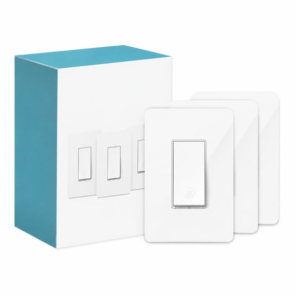 Light Switch HS200P3, Single Pole, Needs Neutral Wire, 2.4GHz Wi-Fi Light Switch Compatible with Alexa and Google Home, UL Certified, No Hub Required, 3 Count -Pack of 1 , White
