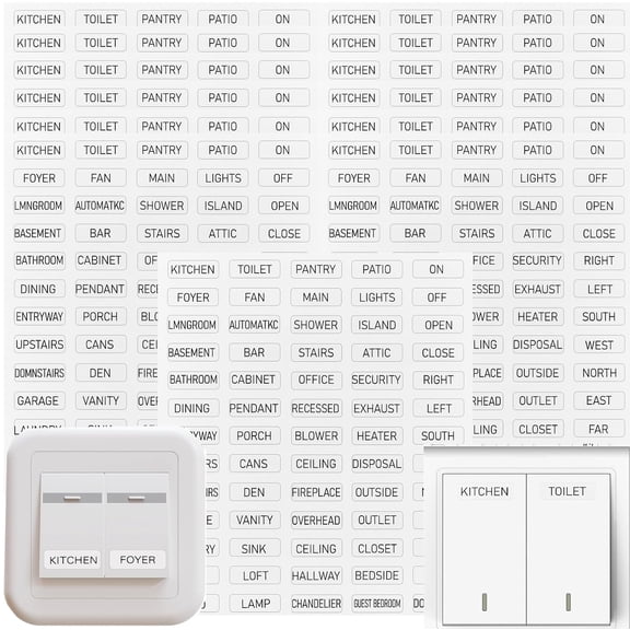 Light Switch Label Sticker, 10 Sheets Transparent Switches Identification Stickers, Waterproof Switch Panel Labels, Light Switches Labels for Home, Kitchen, Bathroom, Office, School