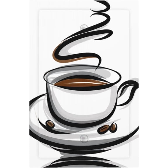 Light Switch Socket Outlet Covers, Decorative Wall Plates, Coffee Cup and Coffee Beans Electrical Faceplate for Bedroom Bathroom Home Decor
