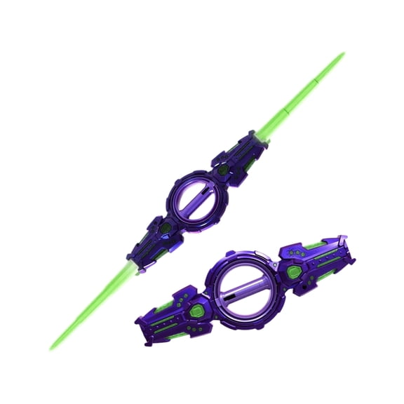 Light Up Sword, Flashing Dueling Sabers with FX Sound, Fire Spin Sword Double-Edged, 7 Light Color War Warriors Toy, Cool Cosplay Costume Party Decoration Christmas Birthday Gift (Green)