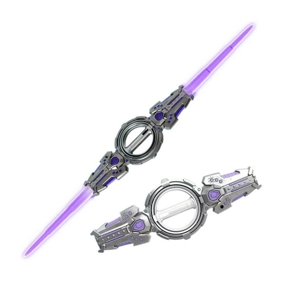 Light Up Sword with Flashing Lights, QQZ Fire Sword Double Edged Lightsaber for Dueling, 7 Color LED Retractable Blade War Toy for Cool Party Decor, Blue