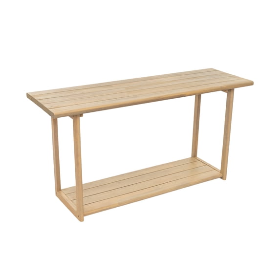 Light Teak Finish Acacia Wood Outdoor Buffet Console Table with Lower Shelf