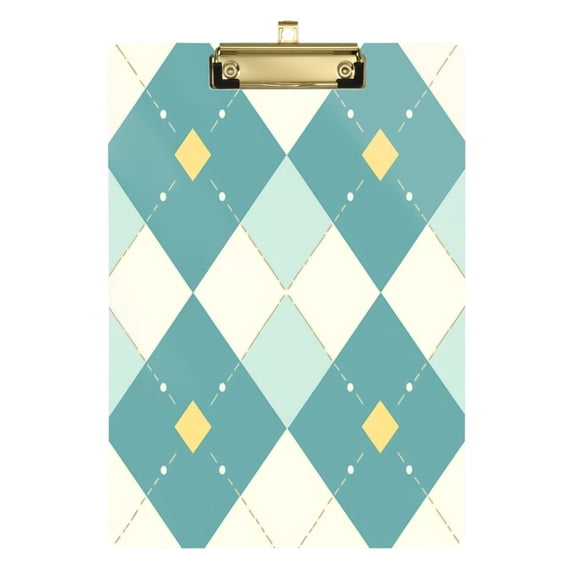Light Teal Argyle Acrylic Clipboards A4 Standard Size Clipboard 12.5" X 9" Clip Board for Office School Teacher Women Men