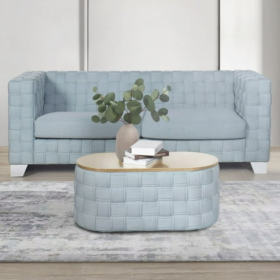 Light Teal Coffee Table with 15mm Thick Knitting Texture Base