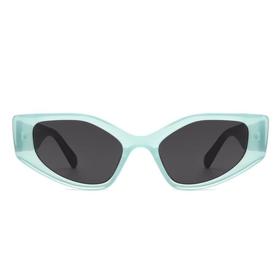 Light Teal Narrow Frame Square Sunglasses - Dark Lens UV Protection Fresh Casual Eyewear
