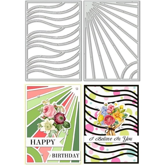 Light Theme Carbon Steel Cutting Dies Stencils for DIY Scrapbooking Photo Album Decorative Embossing Paper Card Mixed Shapes 141x98x0.8mm 2pcs/set