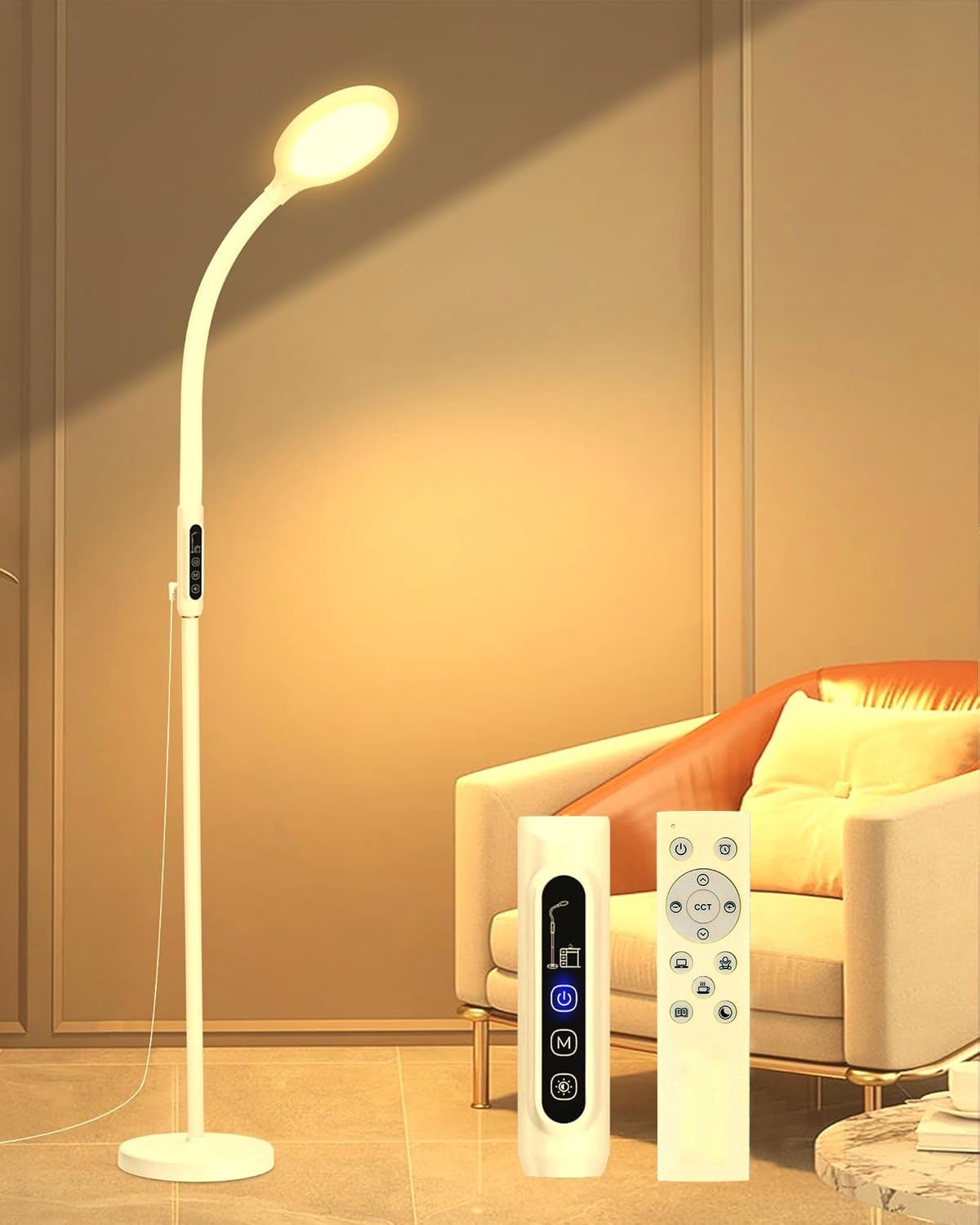 Light Therapy Floor Lamp, 11000 Lux Sun Light Happy Lamp 10 Color Temperature & 10 Level Adjustable Brightness 95 Combinations Plus 6 Scene Modes UV-Free Full Spectrum Daylight Therapy Device