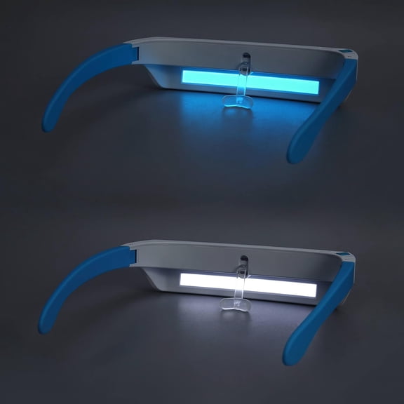 Light Therapy Glasses, Portable & Wearable UV-Free Blue White (2 in 1) LED Light Therapy Lamp, Natural Relief for Good Sleep, Happy Mood, Boost Energy and Jet Lag (Glasses-Pro)