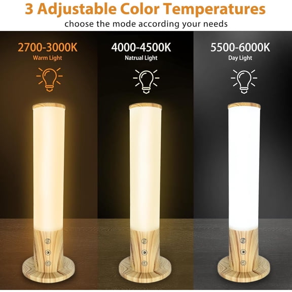 Light Therapy Lamp 10,000 Lux Happy Sunlight Lamps UV-Free with 3 Color Temperatures, Adjustable Brightness,Timer & Memory Function, Sun Lamp, Full Spectrum Light for Home, Office