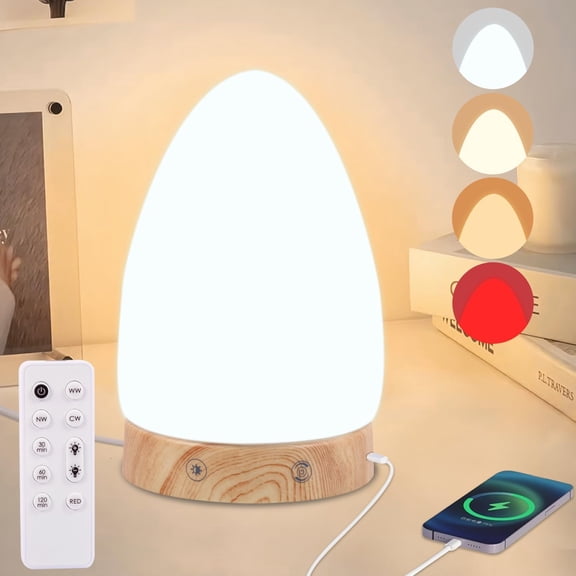 Light Therapy Lamp - 10000 Lux Full Spectrum Sun Lamp, 3 Color Temperatures & 670nm Red Light, Stepless Dimming, Touch & Remote Control, USB Phone Charging Port, Sunlight Lamp for Home Office