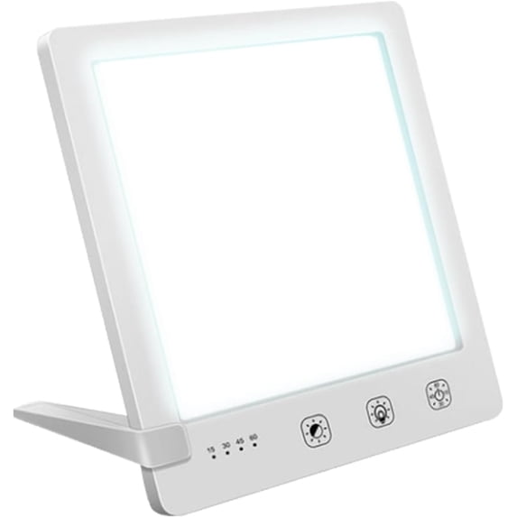 Light Therapy Lamp - 10000 Lux HappyLight, UV-Free LED Bright White Light with Adjustable Brightness, Timer & Stand - Boost Mood, Energy & Focus for Home Office Desk and Bedside