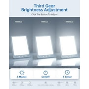 Light Therapy Lamp - 10000 Lux Therapy Lights, 3 Timing & Mode Happy Lamp, Touch Control Daylight Lamp with Memory Function, Portable Light Therapy Box for Home/Office Use As Lift Mood