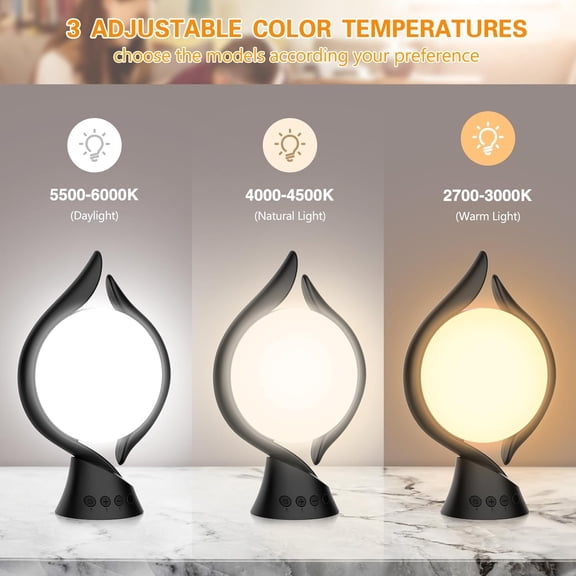 Light Therapy Lamp 10000 Lux, UV-Free Therapy Light with 5 Brightness, 3 Color Temperature, 4 Timer, Memory Function, Full Spectrum, Bright Seasonal Sun Light Lamp for Bedroom, Office