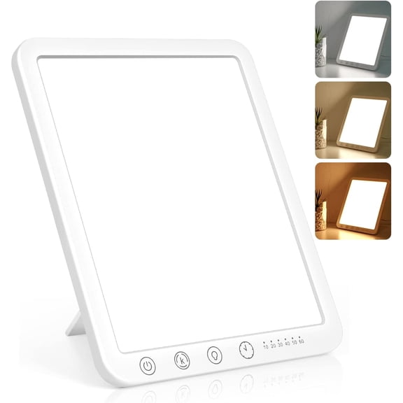 Light Therapy Lamp, 15000 Lx Sun Lamp,3 Color Temperature, 5 Levels of Adjustable Brightness and Timer Function Light Lamp, Touch Control, Rotatable Stand, Memory Function, Home/Office Use
