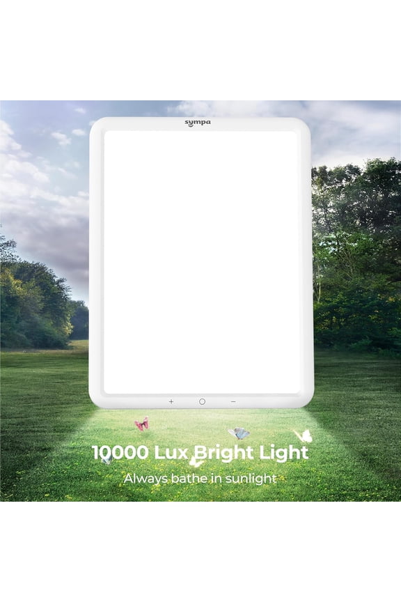 Light Therapy Lamp, Sun Lamp with 10000 Lux, Happy Mood Lamp with Adjustable Brightness, Memory Function & 30 Minute Timer & Rotatable Stand, for Home Office Traveling