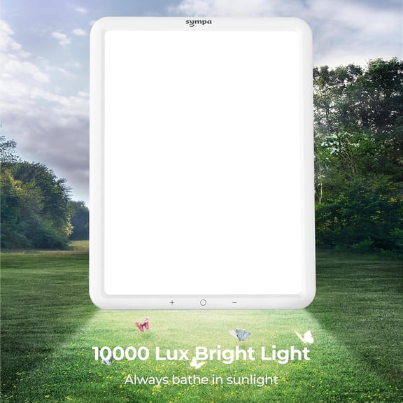 Light Therapy Lamp, Sun Lamp with 10000 Lux, Happy Mood Lamp with Adjustable Brightness, Memory Function & 30 Minute Timer & Rotatable Stand, for Home Office Traveling
