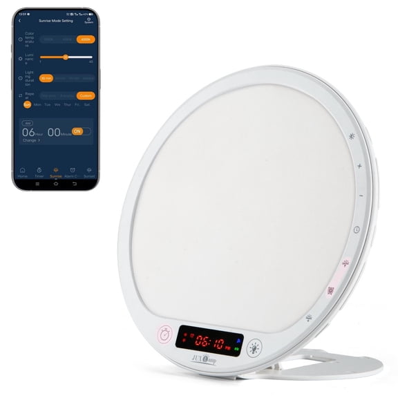 Light Therapy Lamp Sunrise Alarm Clock Wake up 10000 lux UV-Free Sun lamp Bioclock Adjustment APP Control Portable Built-in Lithium Battery