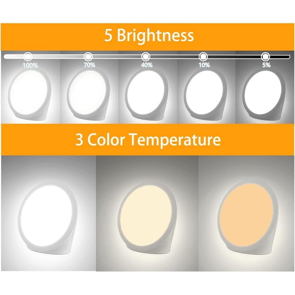 Light Therapy Lamp UV-Free, Full Spectrum 10000 Lux Bright White Light with Adjustable Brightness, Color Countdown Timer