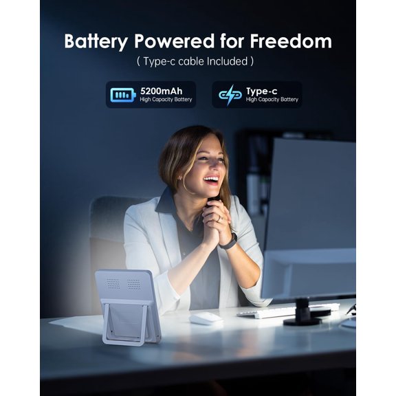 Light Therapy Lamps Rechargeable, 10000 Lux Sunlight Lamp with Wake-Up Function, Daylight Lamp with Memory Function, Happy Lamp Use As Lift-Mood, Light Therapy Box for Home/Office