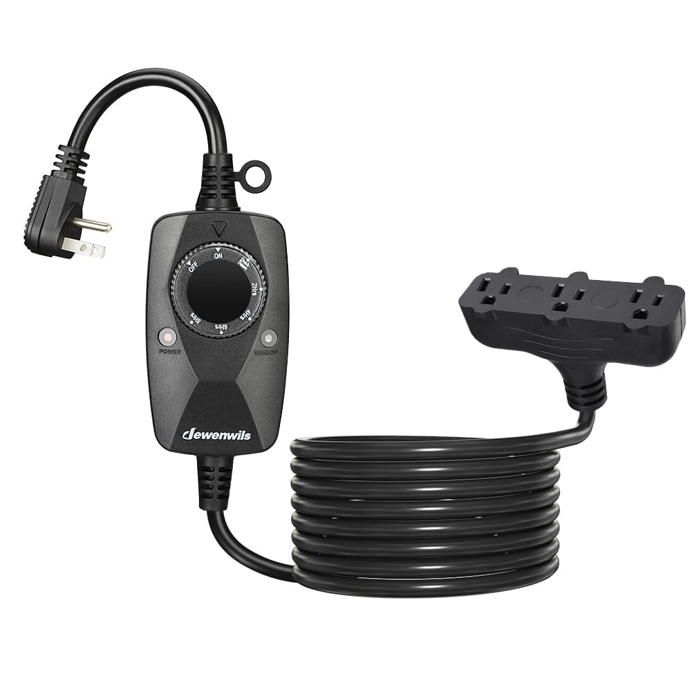 Light Timer Outdoor Weatherproof with 12 FT Extension Cord, Photocell