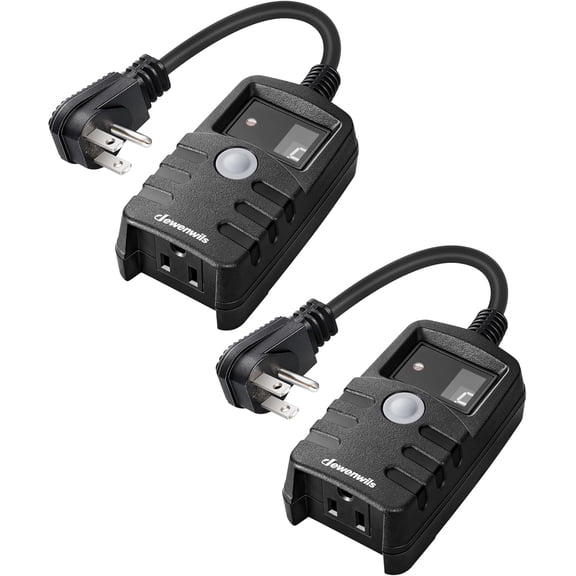 Light Timer Outdoor Weatherproof, Countdown Photocell Sensor Timer with Electrical Grounded Outlets for String Light, 13 A, 1/2 HP, UL Listed 2 Pack