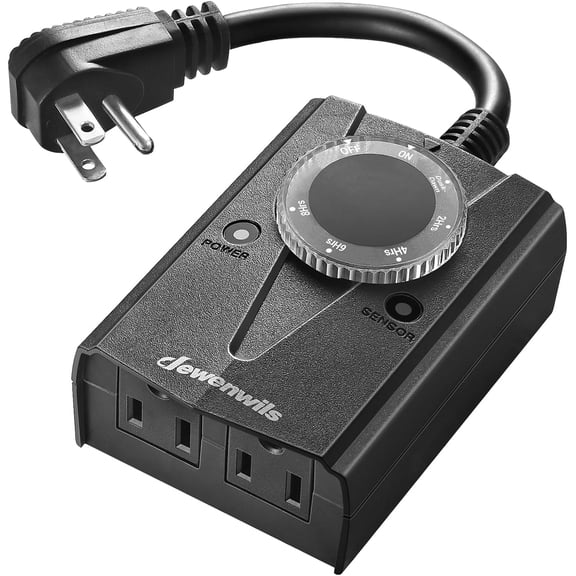 Light Timer Outdoor Weatherproof, Outdoor Timer for Light, Heavy Duty 2-Prong Grounded Outlet, Dusk to Dawn and 2/4/6/8 Countdown for St Light, UL Lted