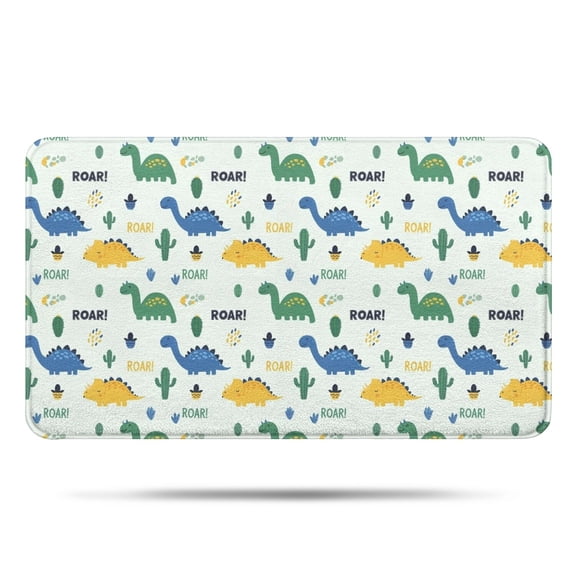 Light Toned Dinosaur with ROAR Pattern Bathroom Rugs Mat,Non Slip Microfiber Bathroom Rug,Rubber Backing,Soft Bathroom Mats for Bathroom Floor,Tub and Shower,17x30in(43x75cm)