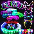 thumbnail image 1 of Light Up Toys Glow Party Supplies - 65 Pack LED New Year Birthday Party Favors Stuffers Accessories for Kids Adults, 5 Light Up Glasses 10 Bracelets 5 Flashing Headbands 5 Necklaces 40 Finger Lights, 1 of 13