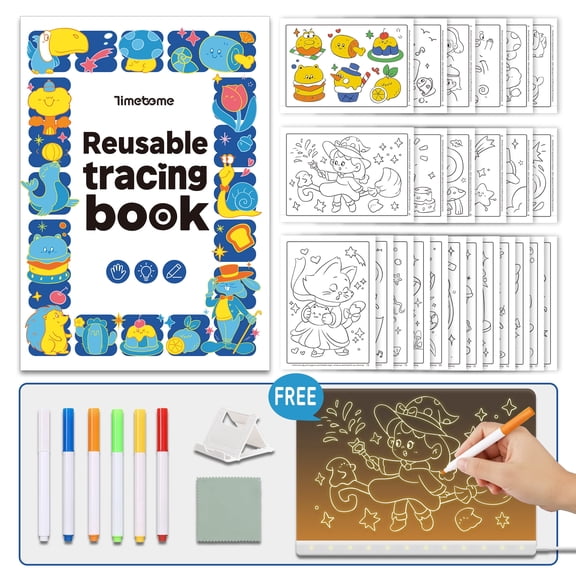 Light Up Tracing Pad for Kids Drawing Tablet Board, 11.8x9.8in Portable Art Gift for Boy Girls Ages 3+, Rechargeable LED Drawing Board for Kids with 24 Tracing Pages, Durable & Fun Creative Toy