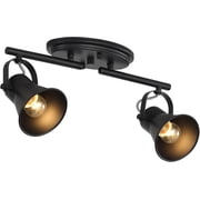 KEESFU 2-Light Industrial Track Lighting Fixture, Black Flush Mount Ceiling Spot Light with Adjustable Heads for Kitchen Living Room Hallway Bathroom