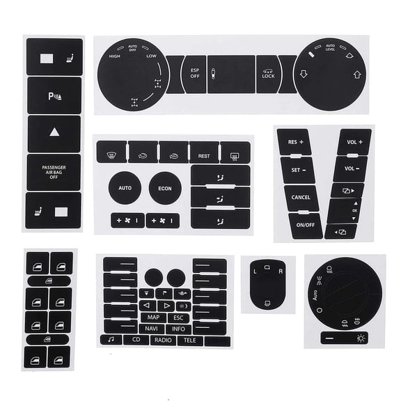 Light Transmitting Auto Dashboard Repair Stickers For SUV Interior Buttons PVC Control Panel Decals