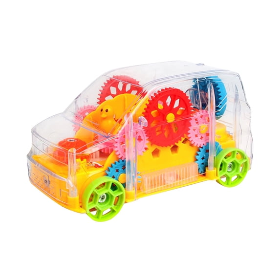Light Up Transparent Car Toy for Kids, Bump and Go Toy with Colorful Moving Gears, Music, LED Effects, Fun Educational Toy for Kids Boys Girls Ages 3+ Christmas Birthday Gift