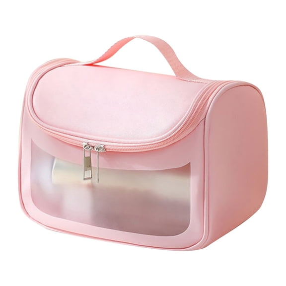 Light Transparent Makeup Bag Portable Travel Cosmetic Organizer Handheld Clear Toiletry Pouch for Daily Storage