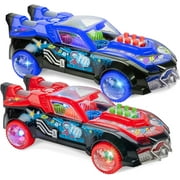 Light Up Transparent Race Car Toy for Toddlers Bump and Go Toy Car Visible Colorful Moving Gear System with Music and LED Effects - Fun Educational Toy for Kids - Great Birthday Gift Idea